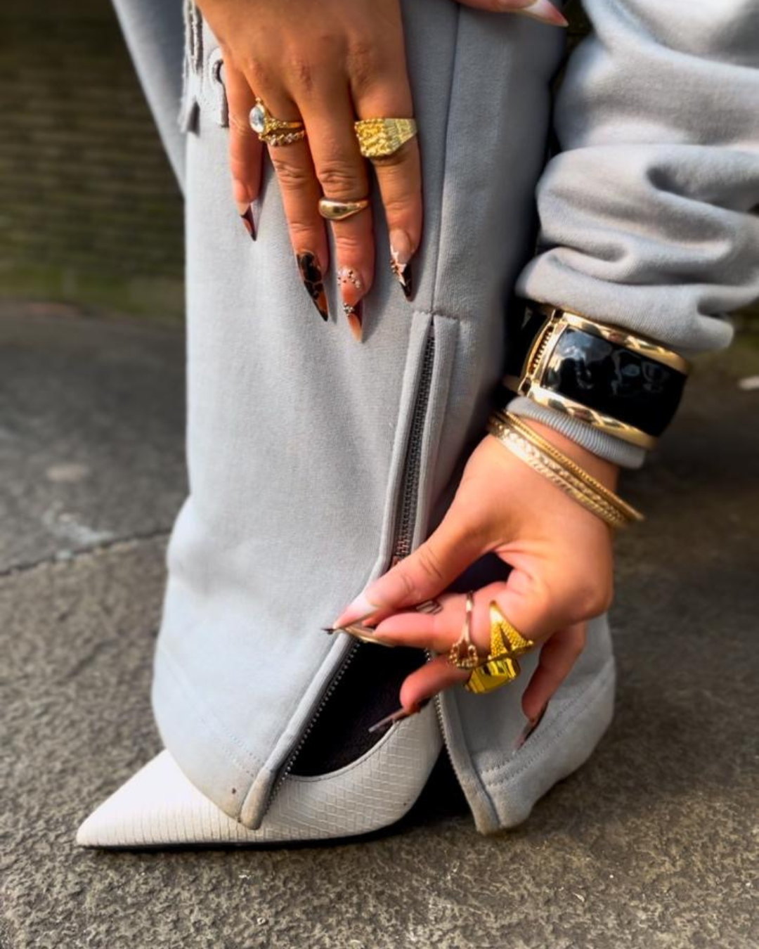 Ash Grey Patchwork Sweats