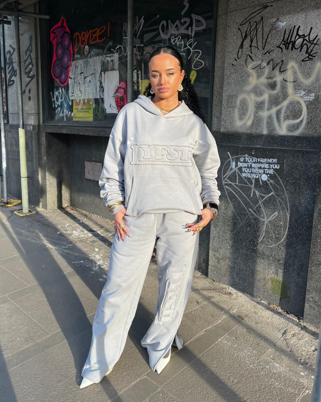 Ash Grey Patchwork Sweats