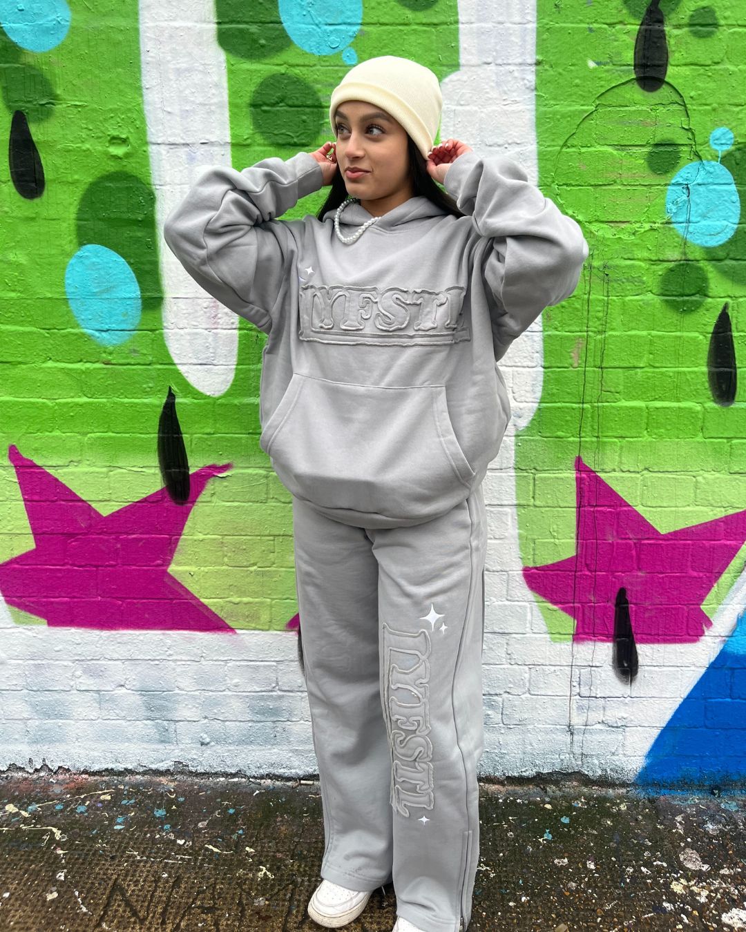 Ash Grey Patchwork Hoodie