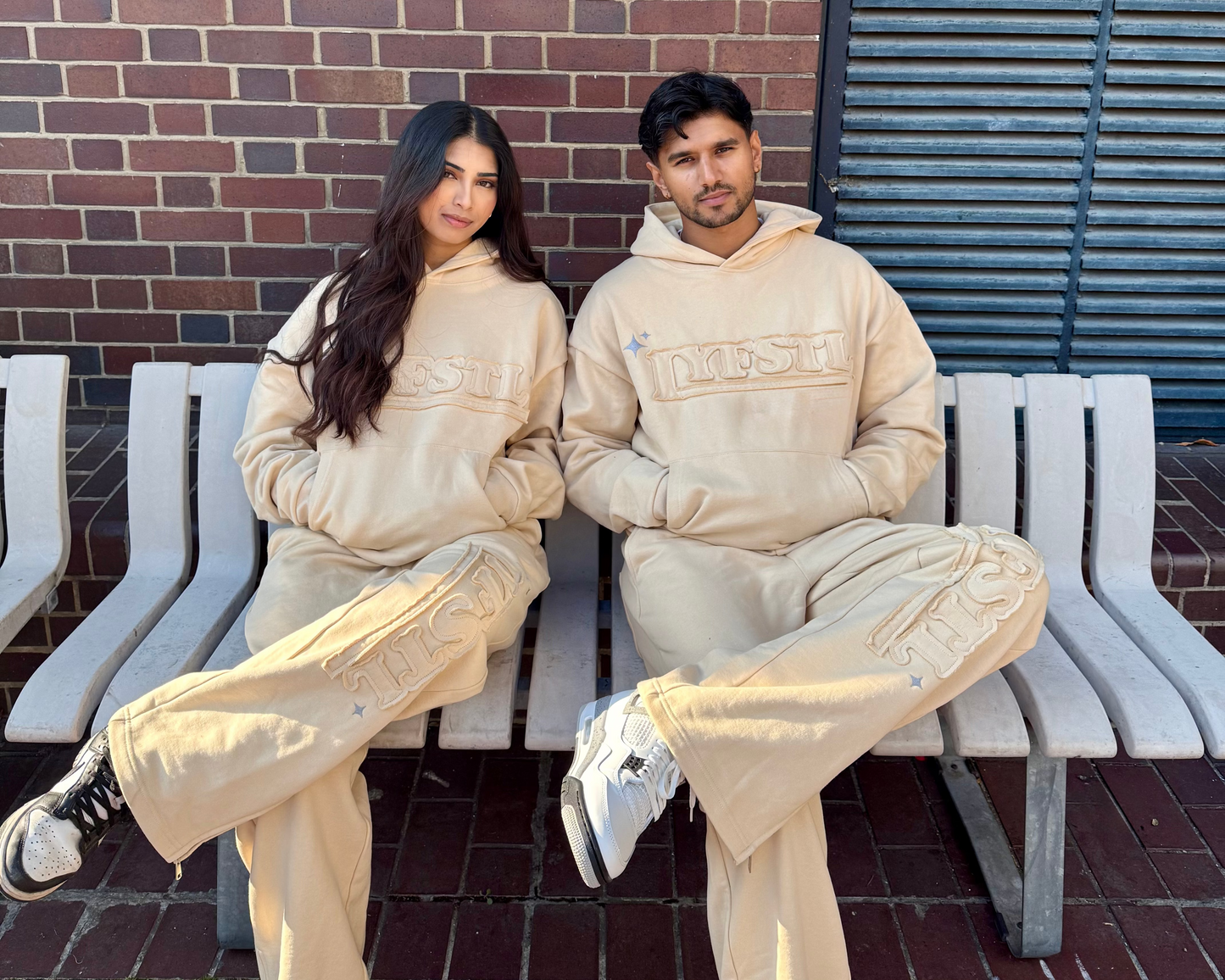 STONE BEIGE Patchwork Sweats