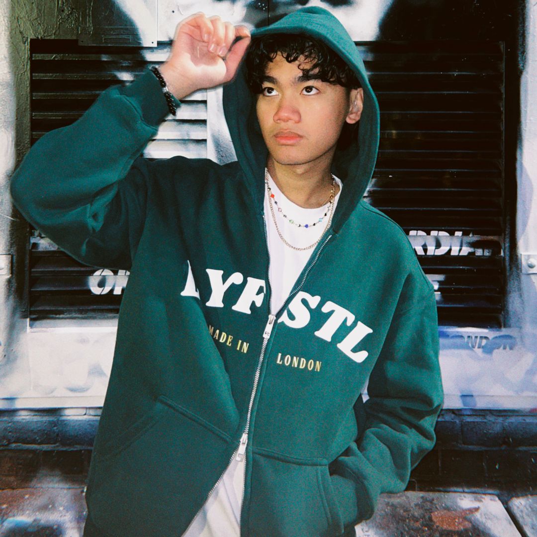 DOUBLE ZIP Emerald Green Hoodie