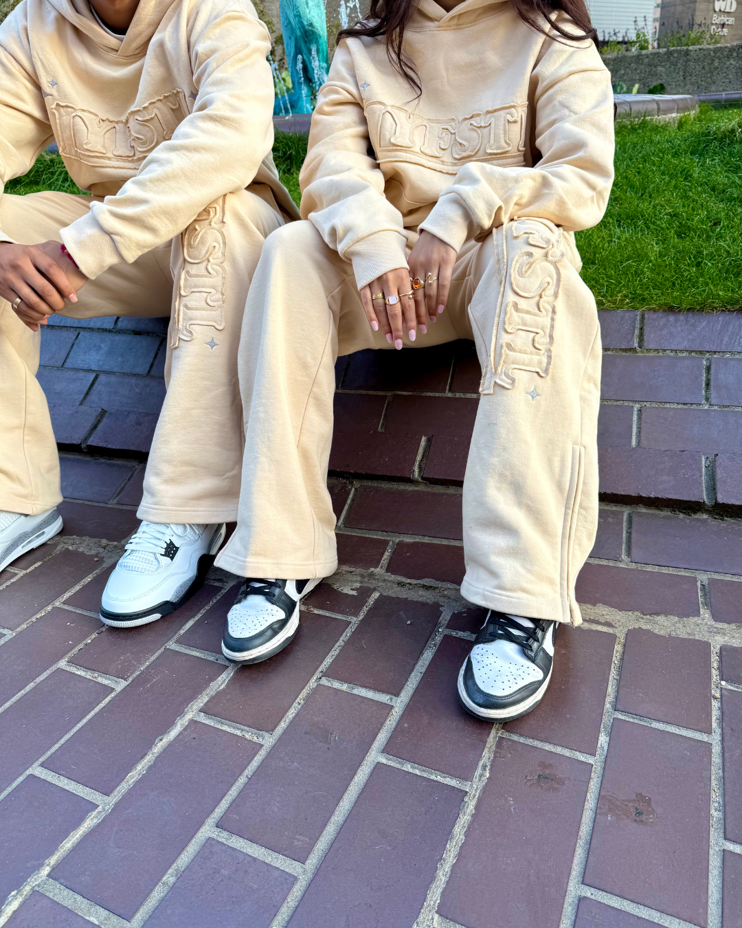 STONE BEIGE Patchwork Sweats