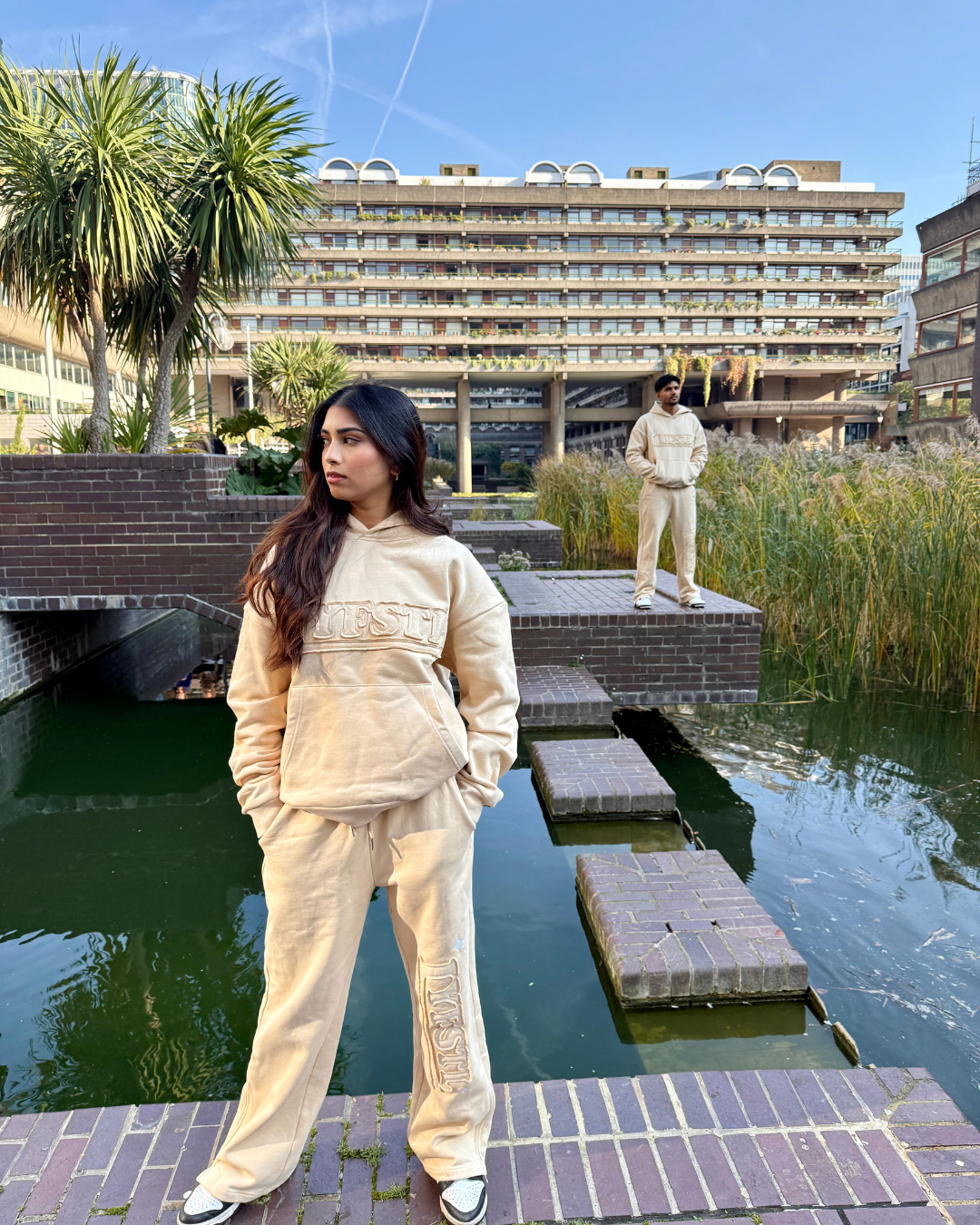 STONE BEIGE Patchwork Hoodie