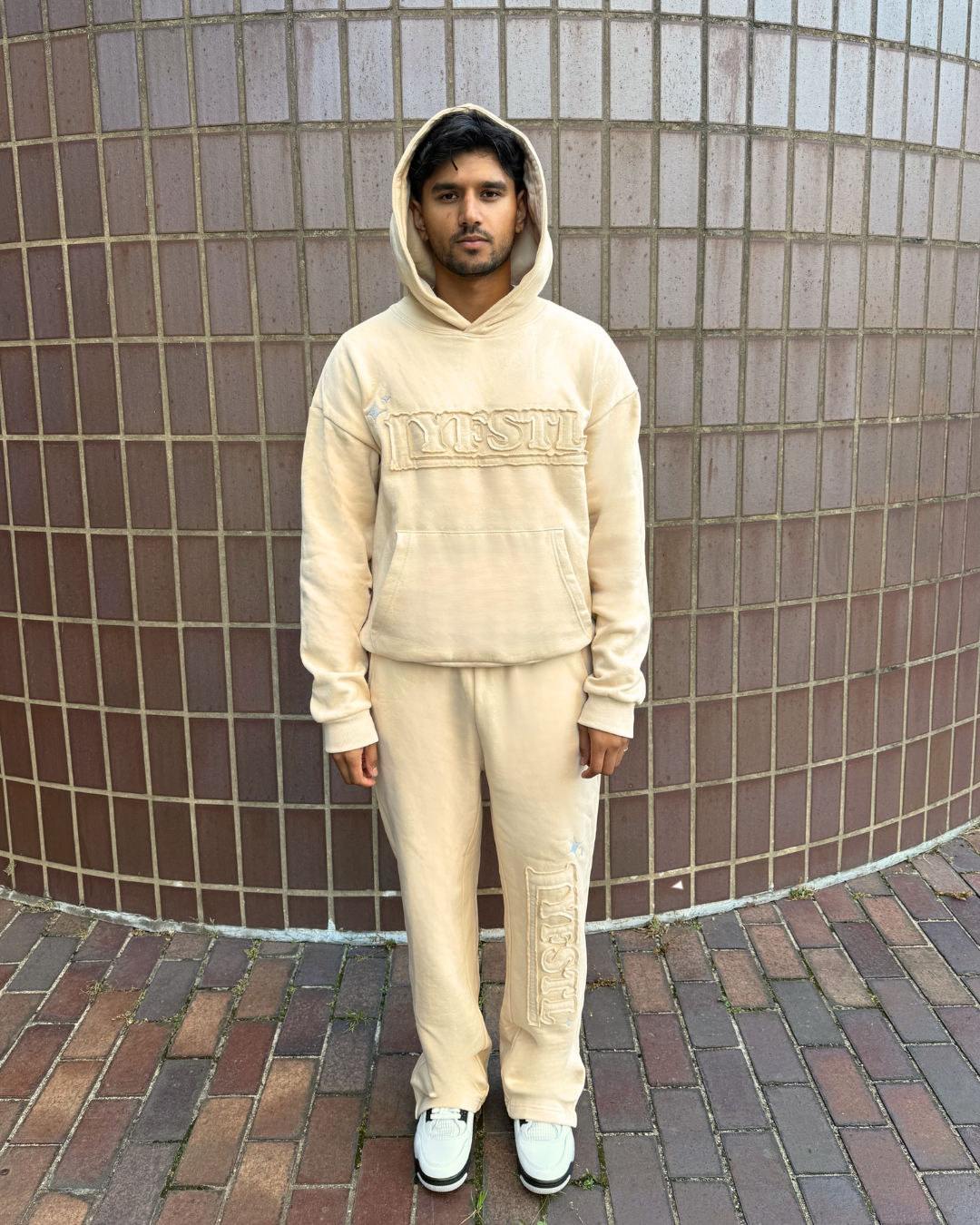 STONE BEIGE Patchwork Hoodie