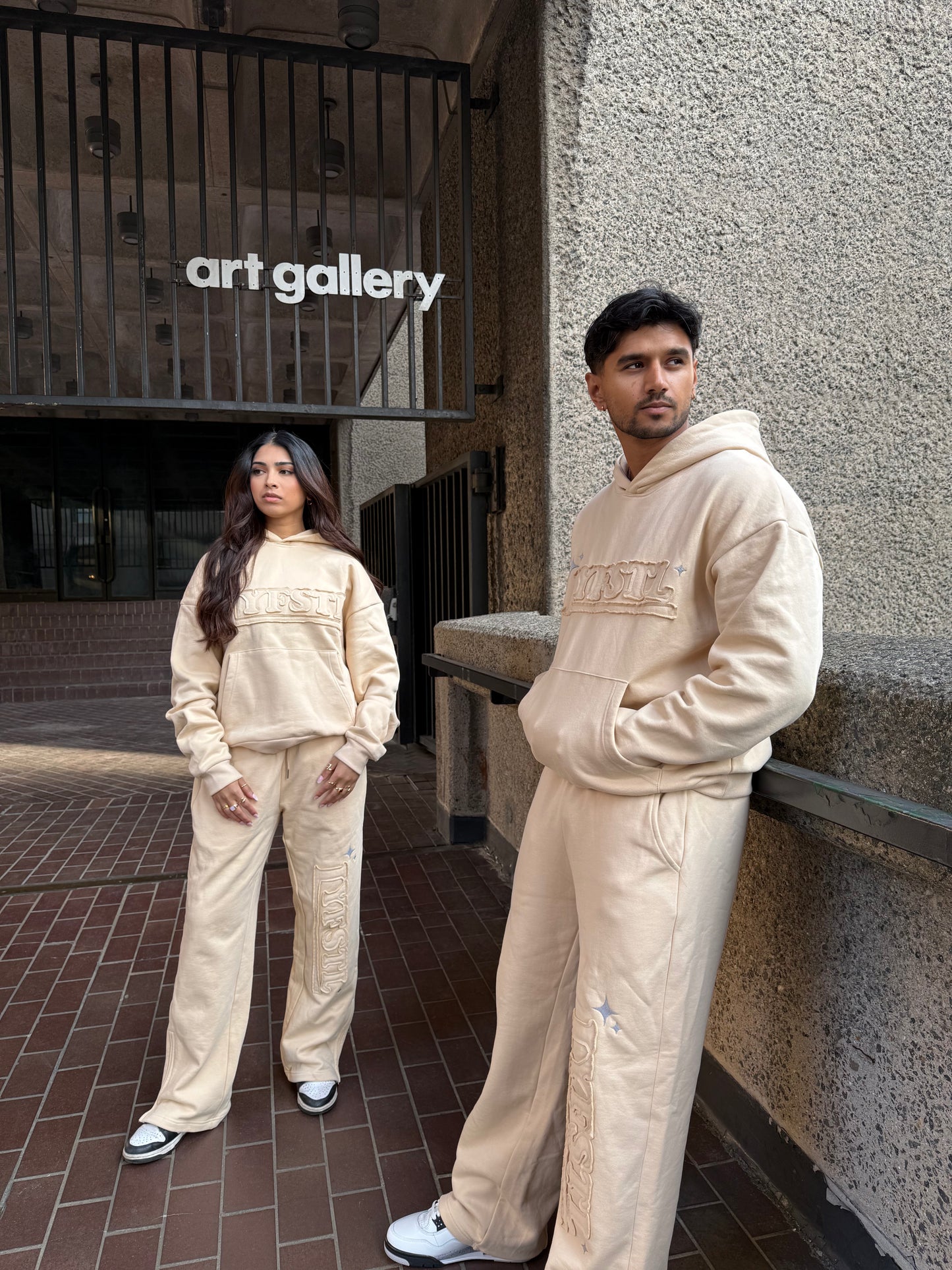 STONE BEIGE Patchwork Hoodie