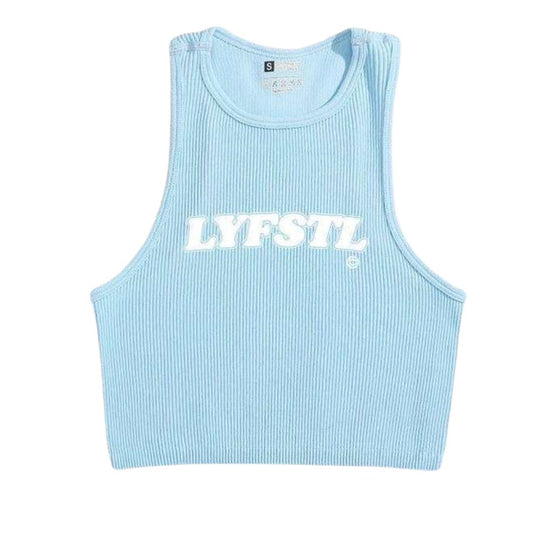 RACER CROP TEE Baby Blue